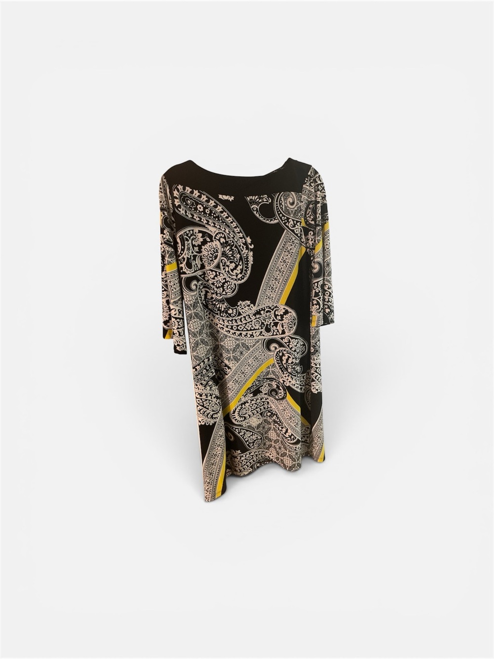 Forever 21 Black Paisley Print Shift Dress with Yellow Accents
